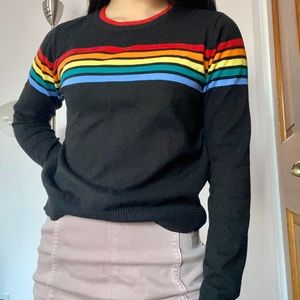 rainbow + black knit sweater!